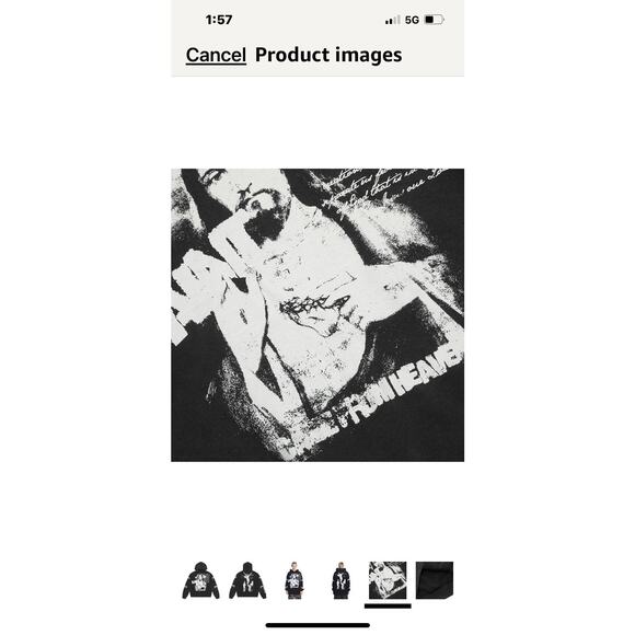 Saint Tears Graphic Hoodie Vintage Washed Blue Men’s Size Large NWT Heavyweight - Picture 4 of 14